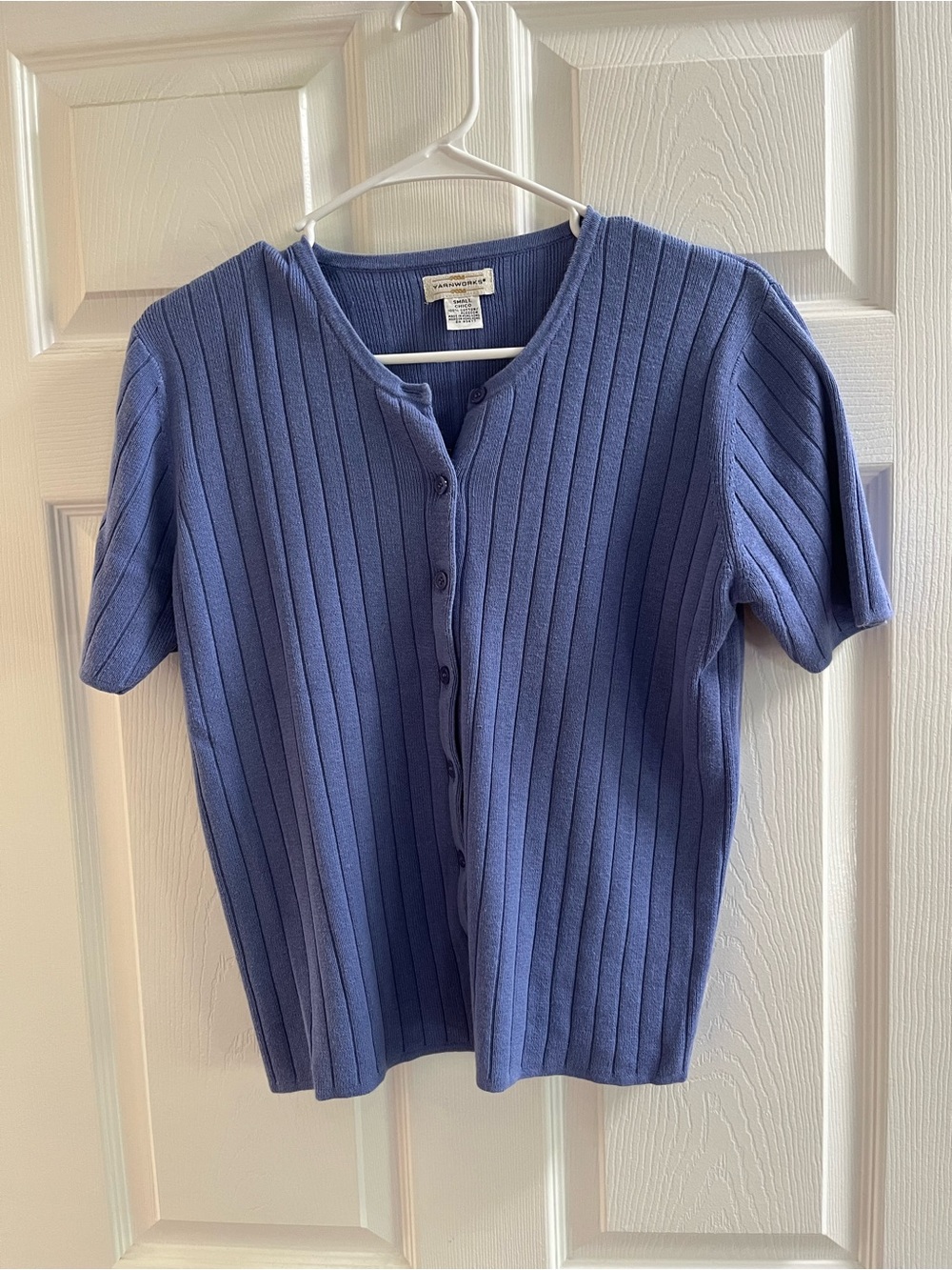 Vintage Yarnworks 100% Cotton Short Sleeve Ribbed Cardigan